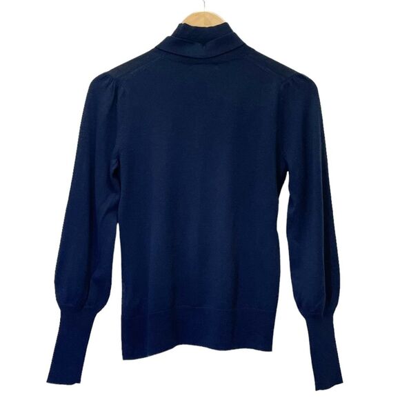 J. Crew Sweater Merino Wool Tie Neck Turtleneck in Navy Blue Women’s Size XXS - Picture 4 of 11